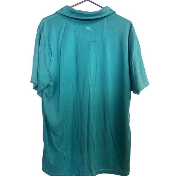Tommy Bahama Men's Collared Henley Style Short Sleeve Aqua Blue Polo Shirt Sz L - Picture 11 of 12